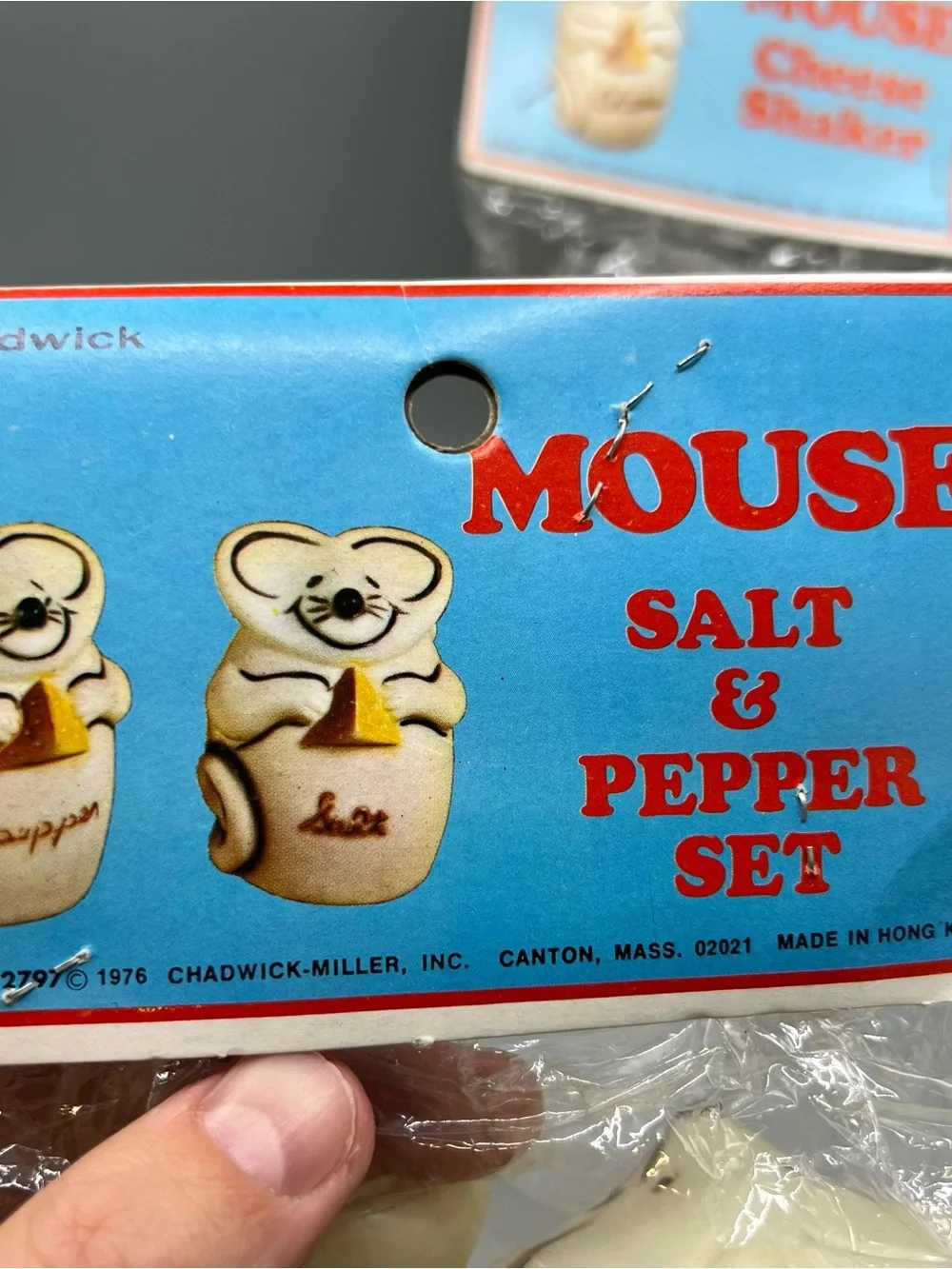 Vintage 1976 Chadwick Mice with Cheese Plastic Salt & Pepper Shakers & Cheese